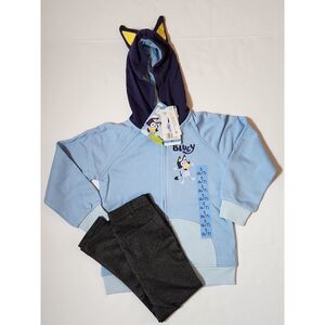 Bluey Girls Hoodie & Jeggings Set | Size 6/7 | Full-Zip w/ Ears | NWT